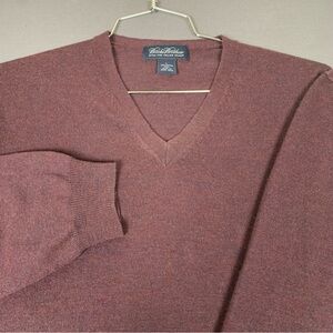 Brooks Brothers 100% Merino Wool V-Neck Sweater Size Large Maroon Men’s